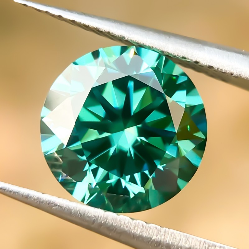Wholesale VVS1 Moissanite Stones green 5-9mm Round Cut for Earring Jewelry Stone