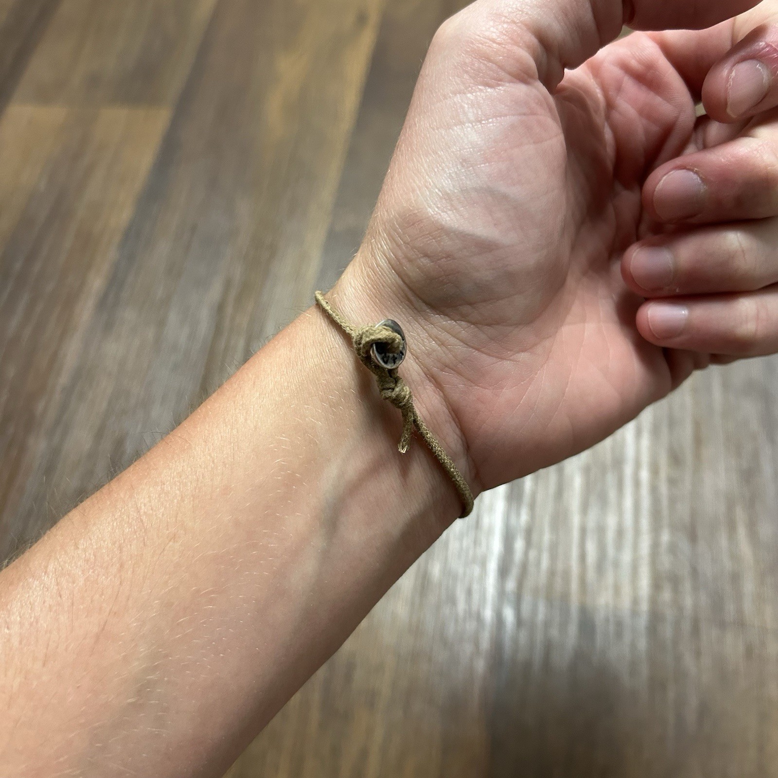 Me & Ro Sterling Silver ‘Peace’ Kanji Bracelet on Natural Cord – 8in
