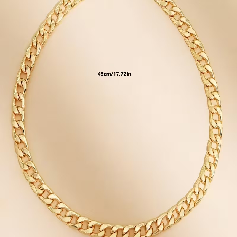 Golden Toned Chunky Chain Necklace Fashion Jewelry Hip Hop Punk Women Men Gift