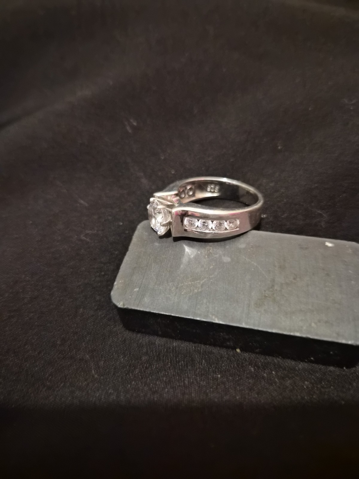 925 Marked Silver Engagement Ring.
