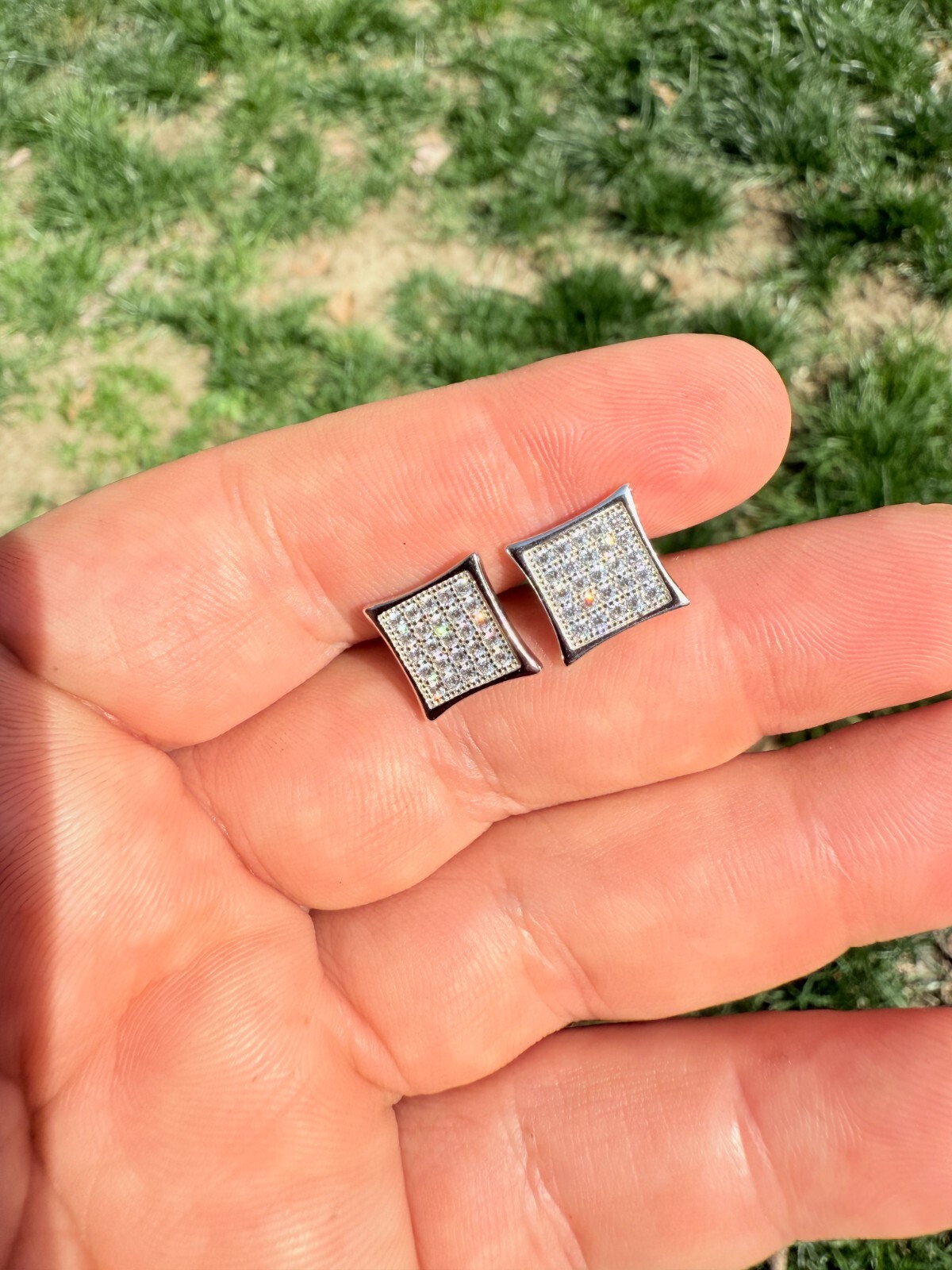 Real 925 Sterling Silver Kite Earrings Iced CZ Screwbacks 11mm – WHOLESALE DEAL