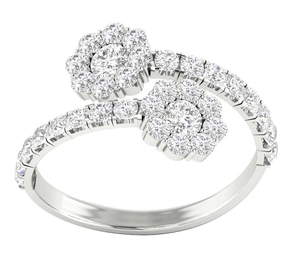 Forever Us Two Stone Solitaire Ring I1 G 1.50 Ct Natural Diamond 14K White Gold