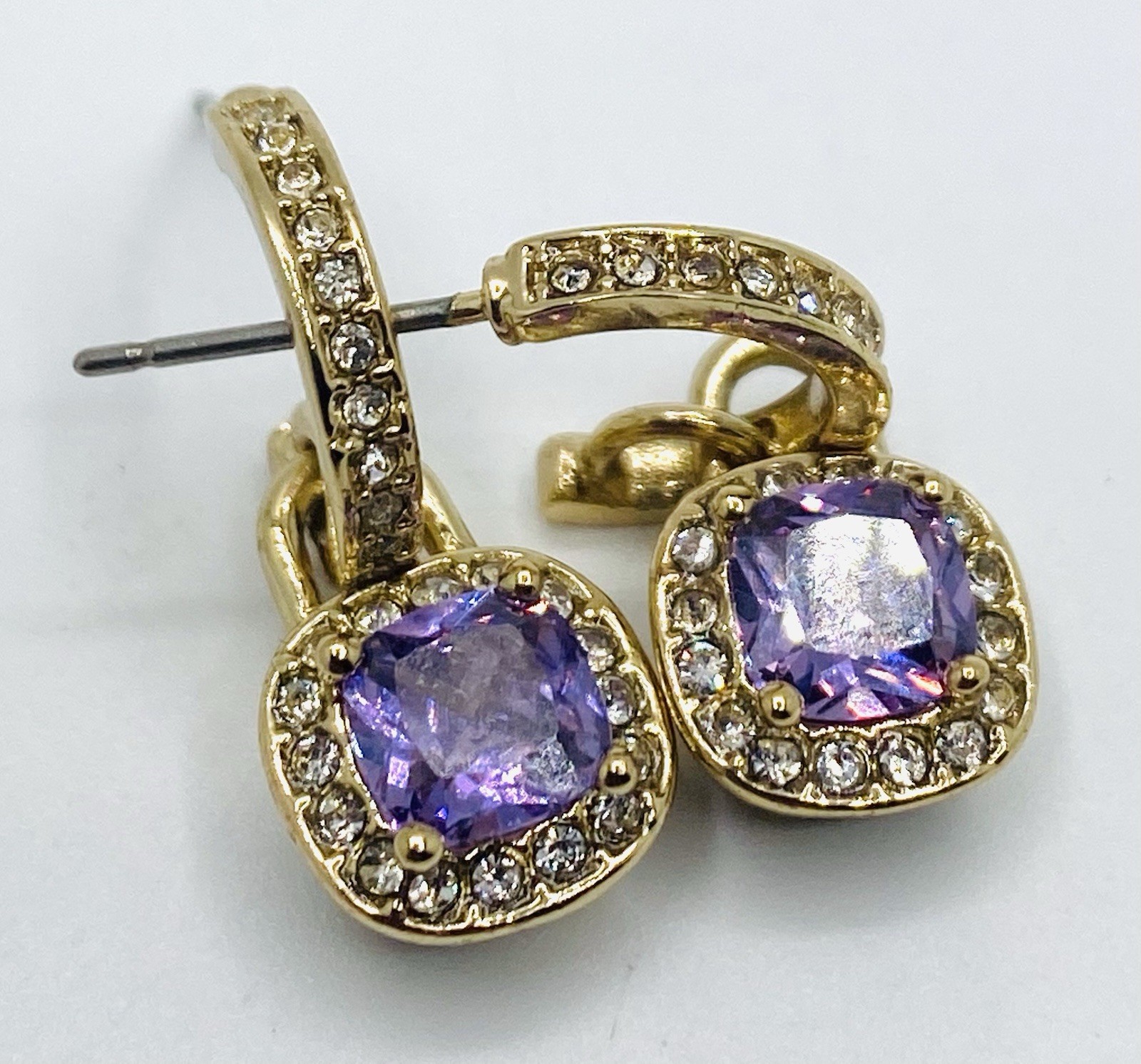 Vintage Gold – As Toned Multicolored Rhinestones Stud/ Dangling Earring E3