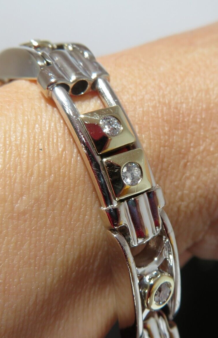 14K 2TONE MEN’S DIAMOND BRACELET 0.90 tcw 8″ LONG 9.21 MM WIDE 42.13gr (AI-2285)