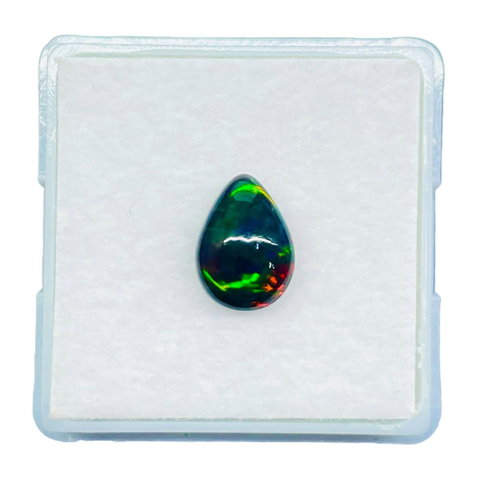 1.08 Ct Natural Ethiopian Black Opal 9.5x7mm Pear Multi Fire Cabochon Gemstone