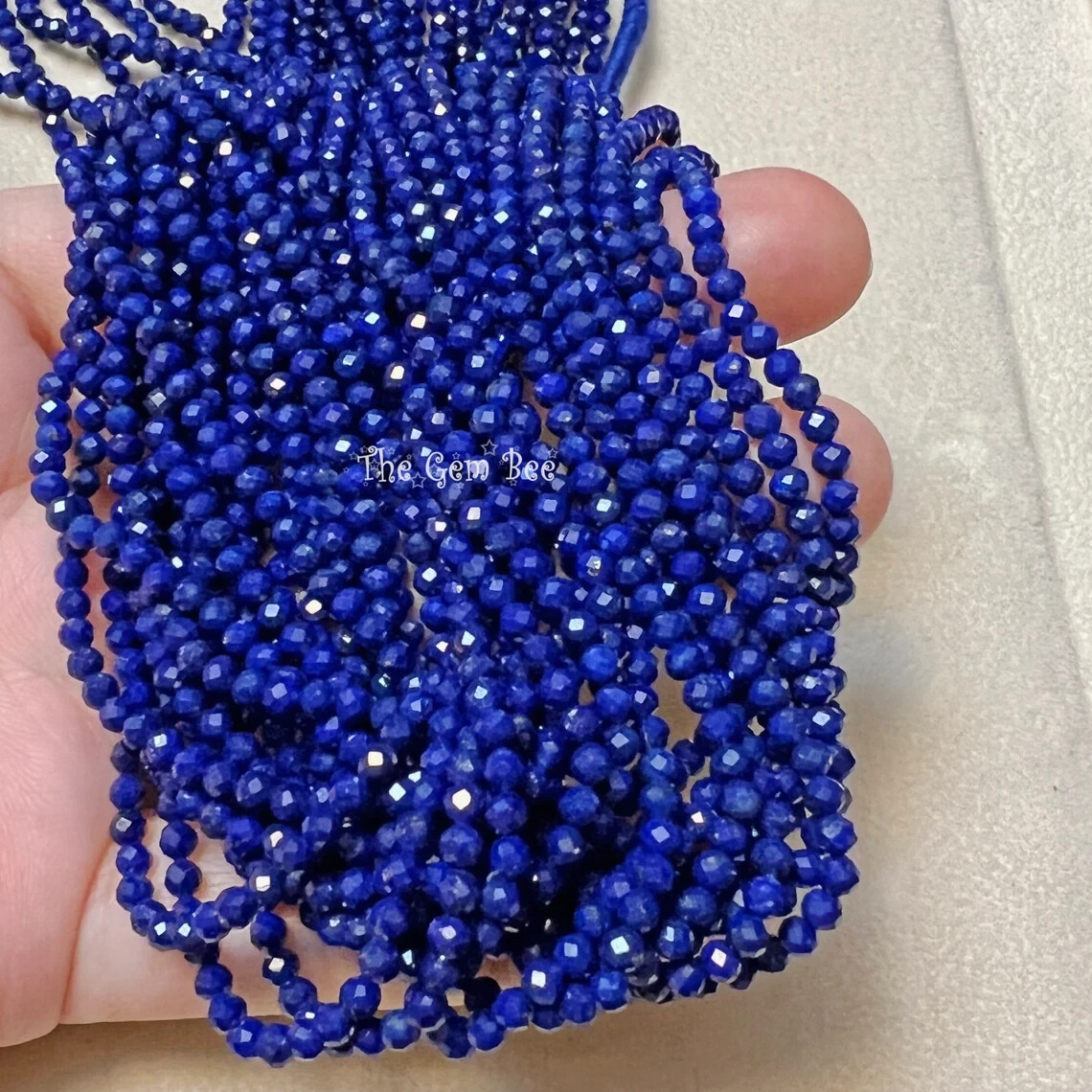3mm Royal Blue Afghani Lapis Lazuli Faceted Round Rondelle Beads 13 inch Strand