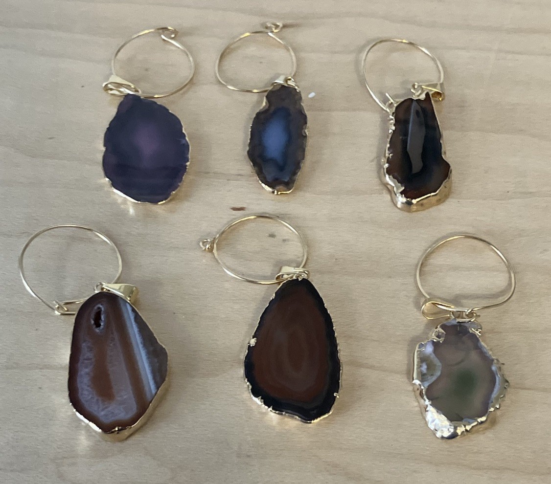 Lot of 6 Authentic Brazilian Jewelry- Geode Slice Earrings – Gold Edged