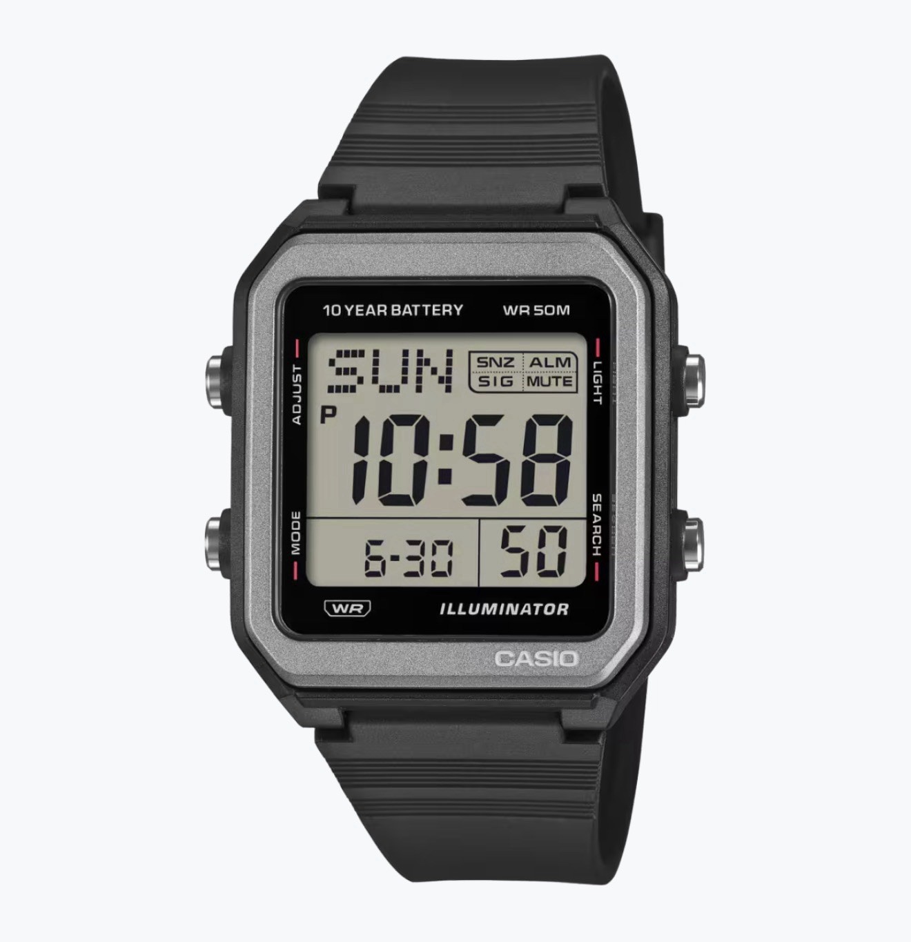 Casio Collection Standard W221H-1AV Black 10-year Battery Flash Alert World Time