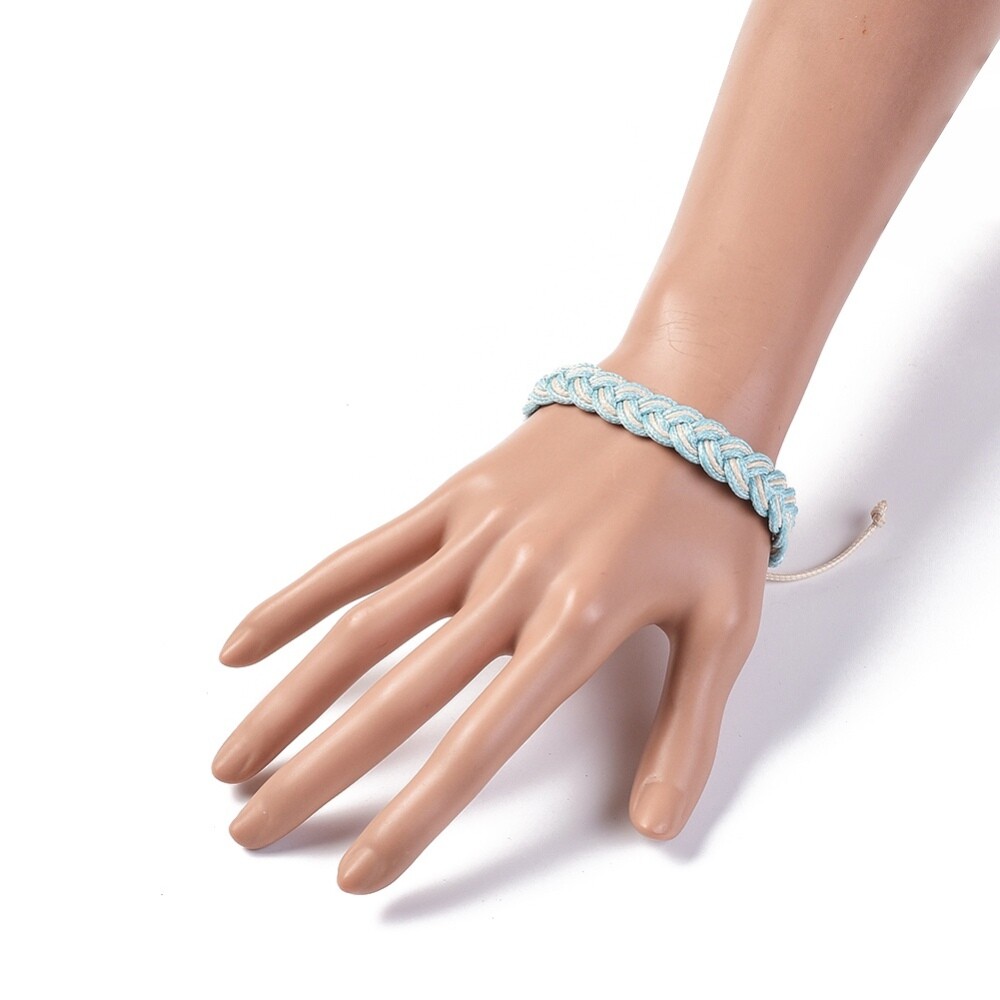 Waxed Cord Braided Bracelets about 2-3/8 inch~3 inch(6.2~7.5cm) inner diameter