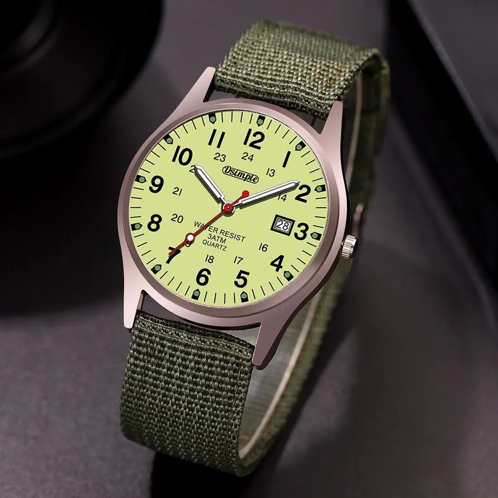 Men’s Military Army Luminous 24 Hours Dial Nylon Strap Date Quartz Wrist Watch