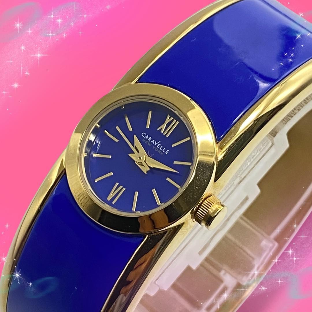 Caravelle by BULOVA 44L145 Women’s Quartz Blue Gold Bangle Watch 17cm