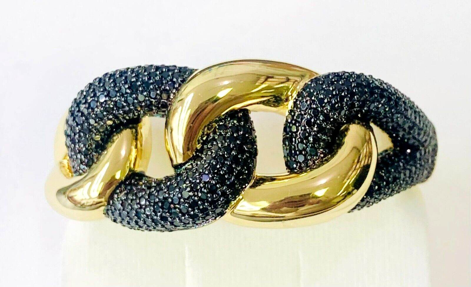 HSN Bellezza Jewelry Collection Bronze Black Spinel Interlock Bangle Bracelet