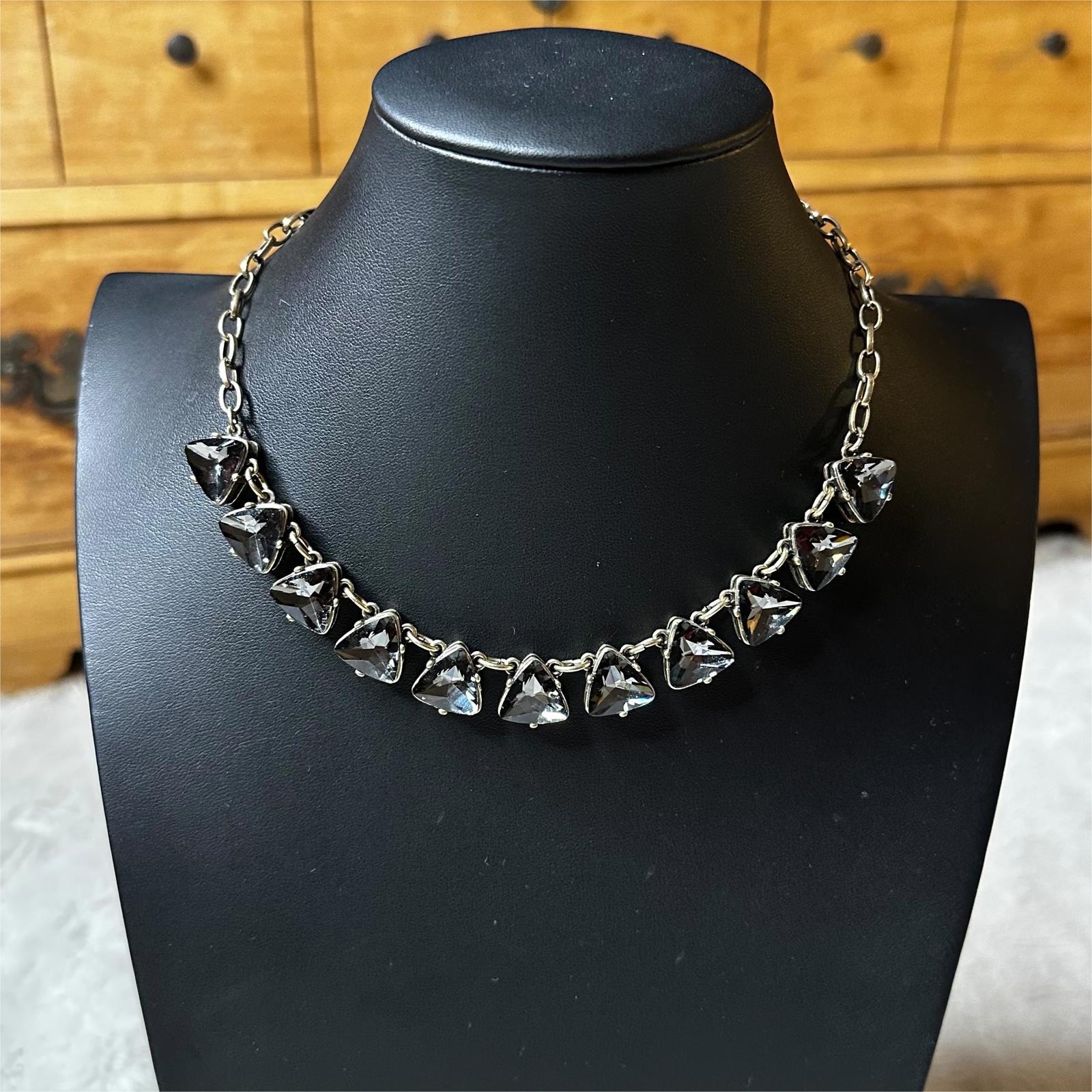 Express Gold Tone Black Rhinestone Chain Necklace 8 inch Adjustable