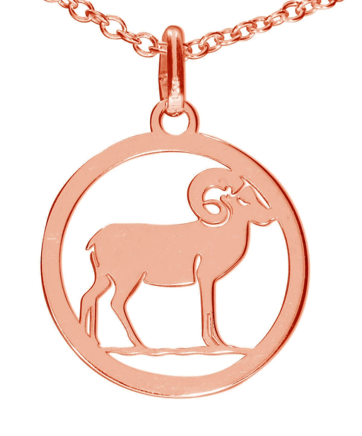 925 REAL SILVER, RED GOLD pl. *** Zodiac Sign Pendant Red Gold Plated 15mm, Chain