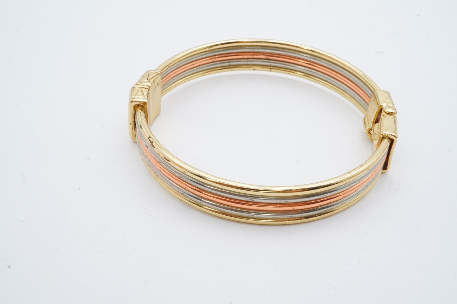 Vintage Bangle Bracelet Silver Gold Copper Tone 7.25″