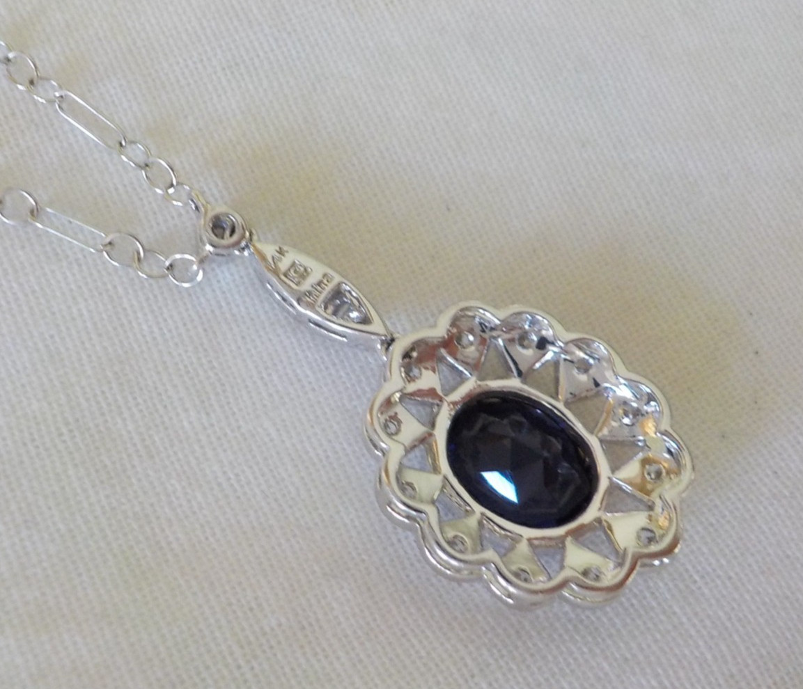 Dazzling 14K White Gold Iolite Diamond Necklace – 4.63 gms, 18 in, 1.60 ctw