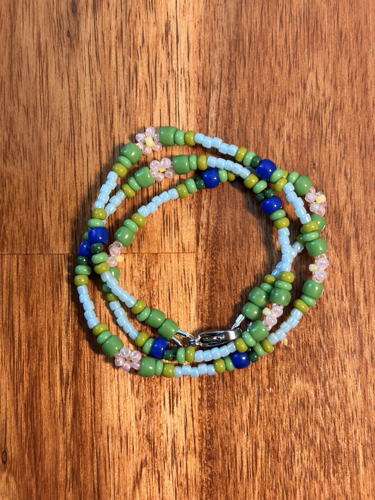 🫐✨Handmade Wild Blueberry Glass Seed Bead Necklace 15” Stainless Steel✨🫐