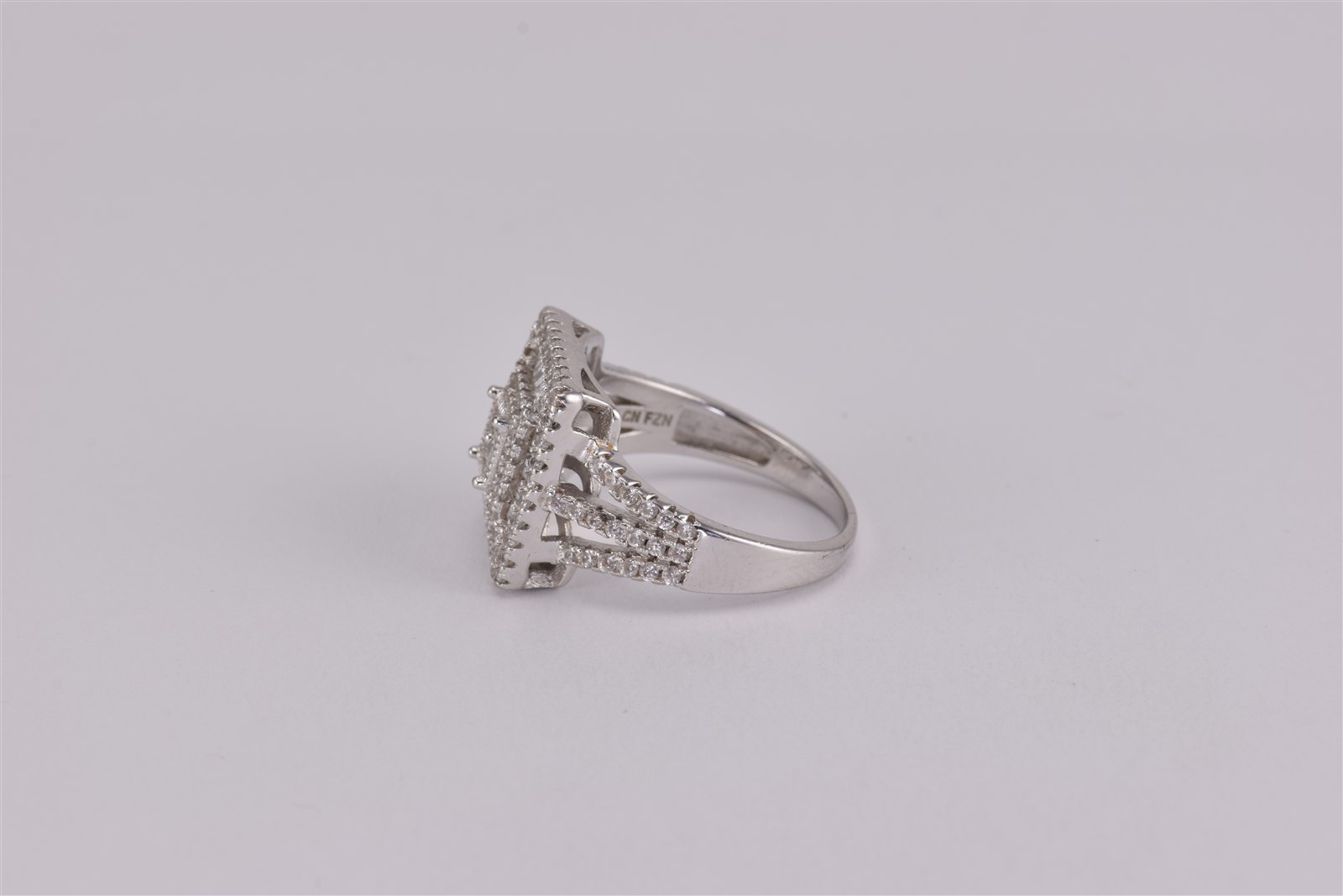 Fuzion Creation FZN Sterling Silver Cubic Zirconia Halo Band Ring 925 Sz: 8