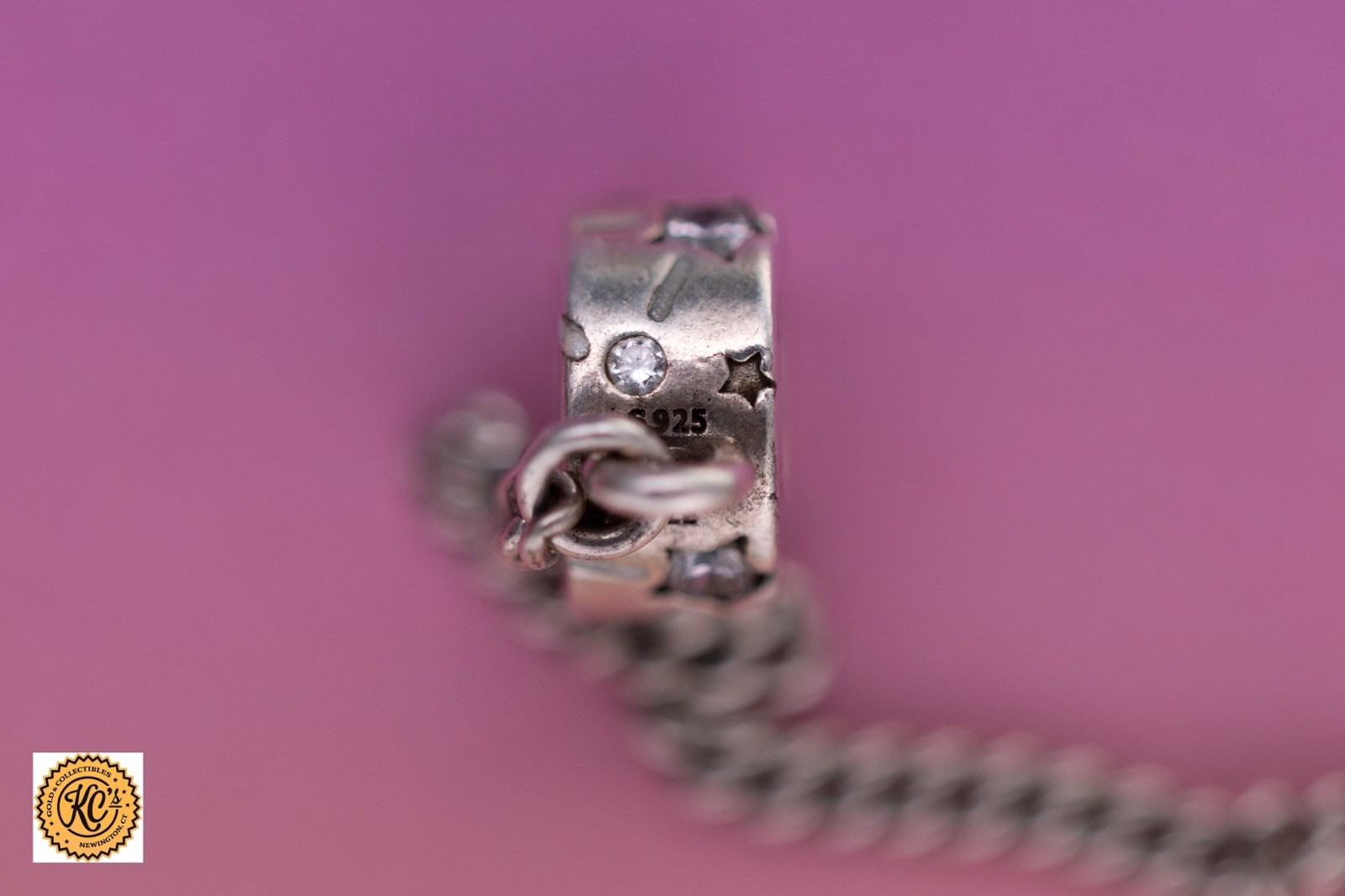 Pandora Sterling Silver Safety Chain Charm Stars and Galaxy