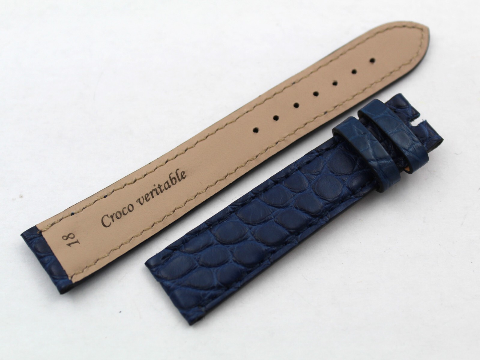 Genuine Leather Crocodile Pom Pom Blue Strap 18/16mm Leather Luxury Handcrafted New