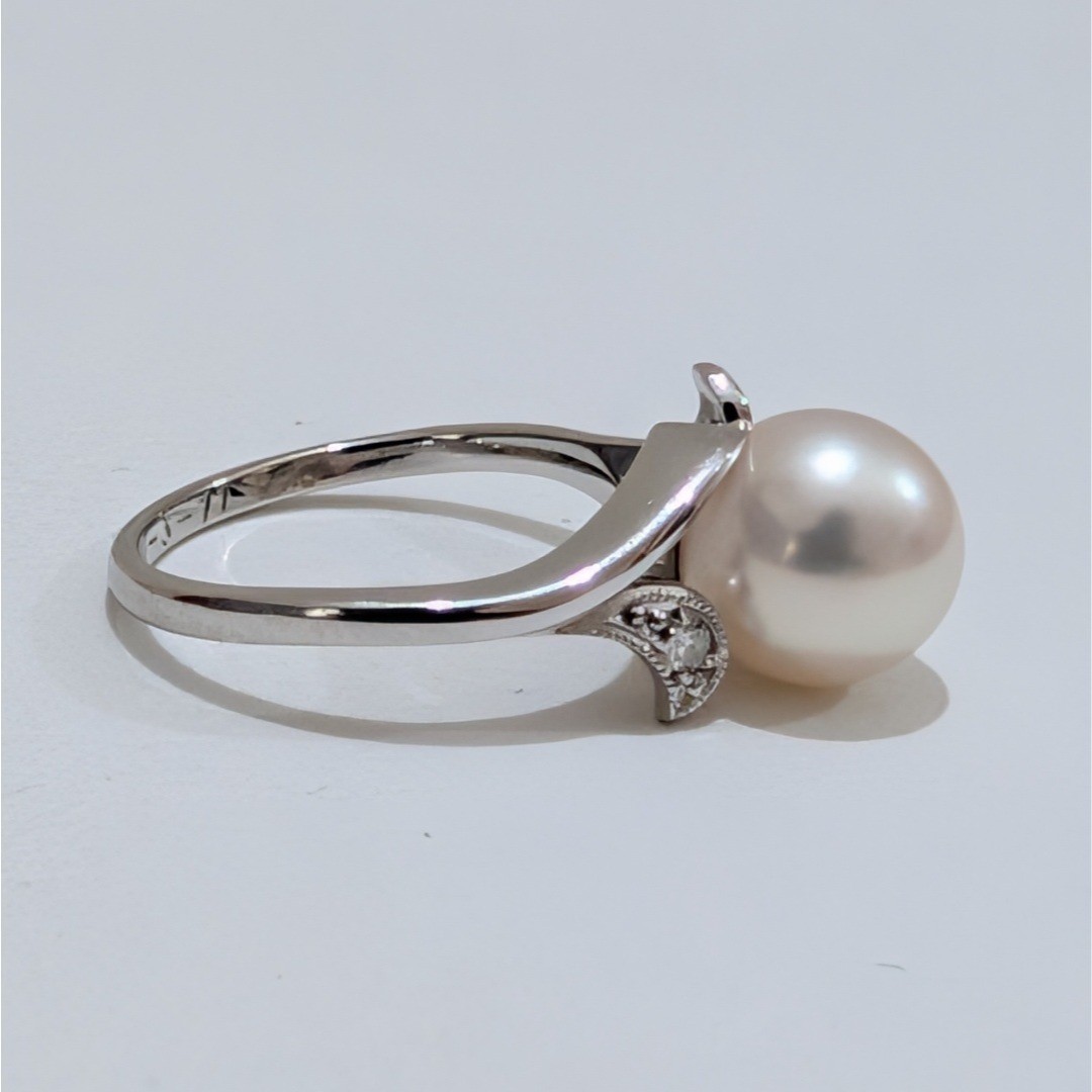 Mikimoto 8.4mm Akoya Cultured Pearl Ring Pt900 Platinum US Size 5.75 Japan