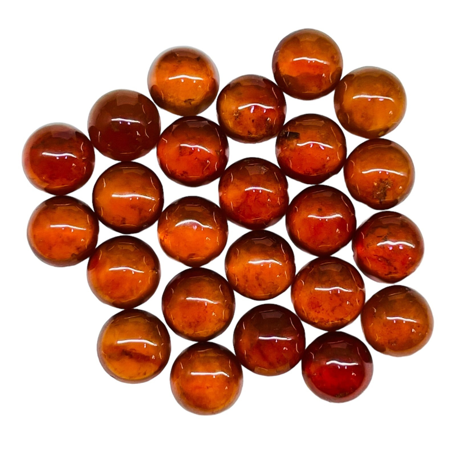 24 Pcs Natural Hessonite Garnet 7mm Round Untreated Loose Untreated Gemstones