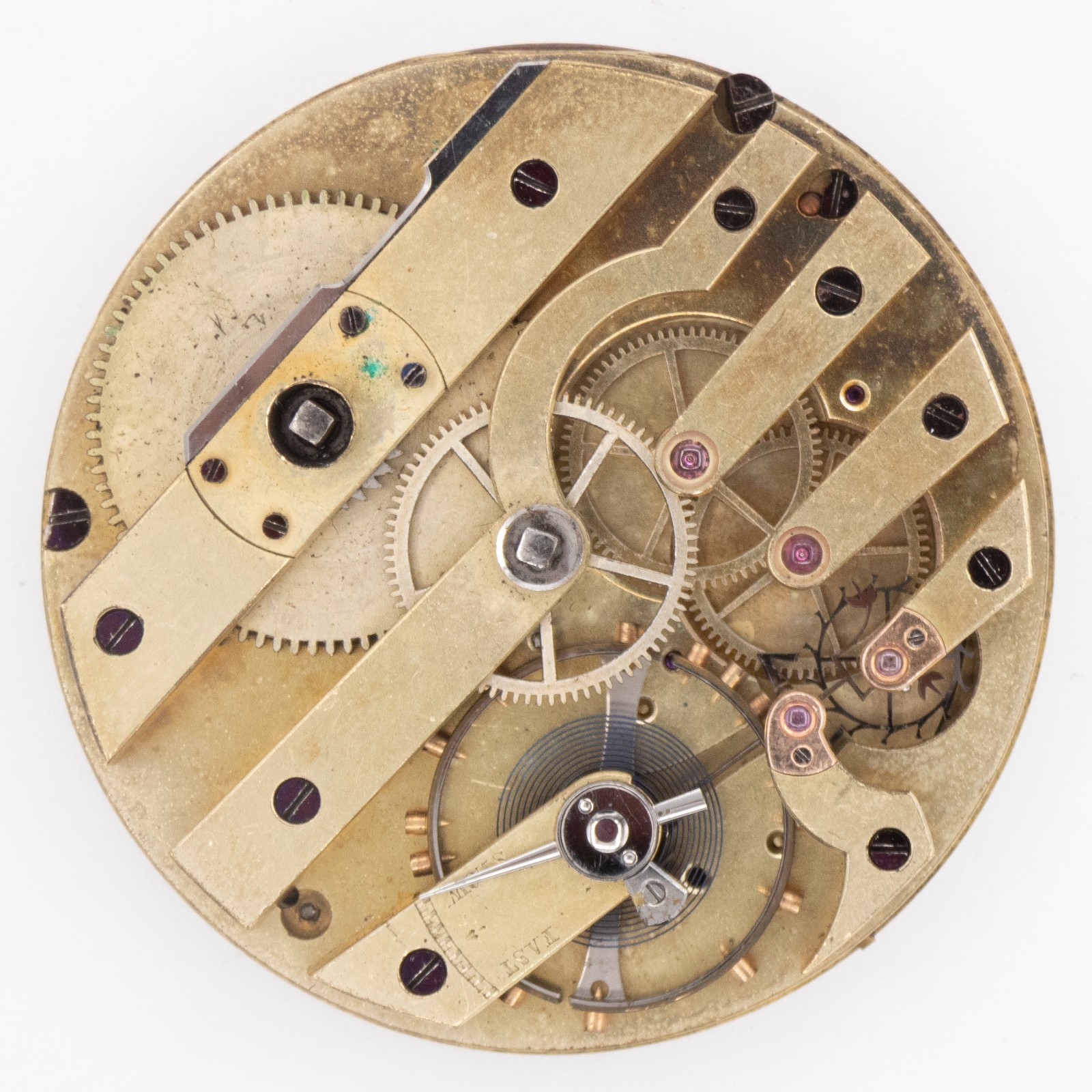 High-Grade Swiss 45.3 x 10.9 mm Antique Pocket Watch Movement, Ticks a Bit