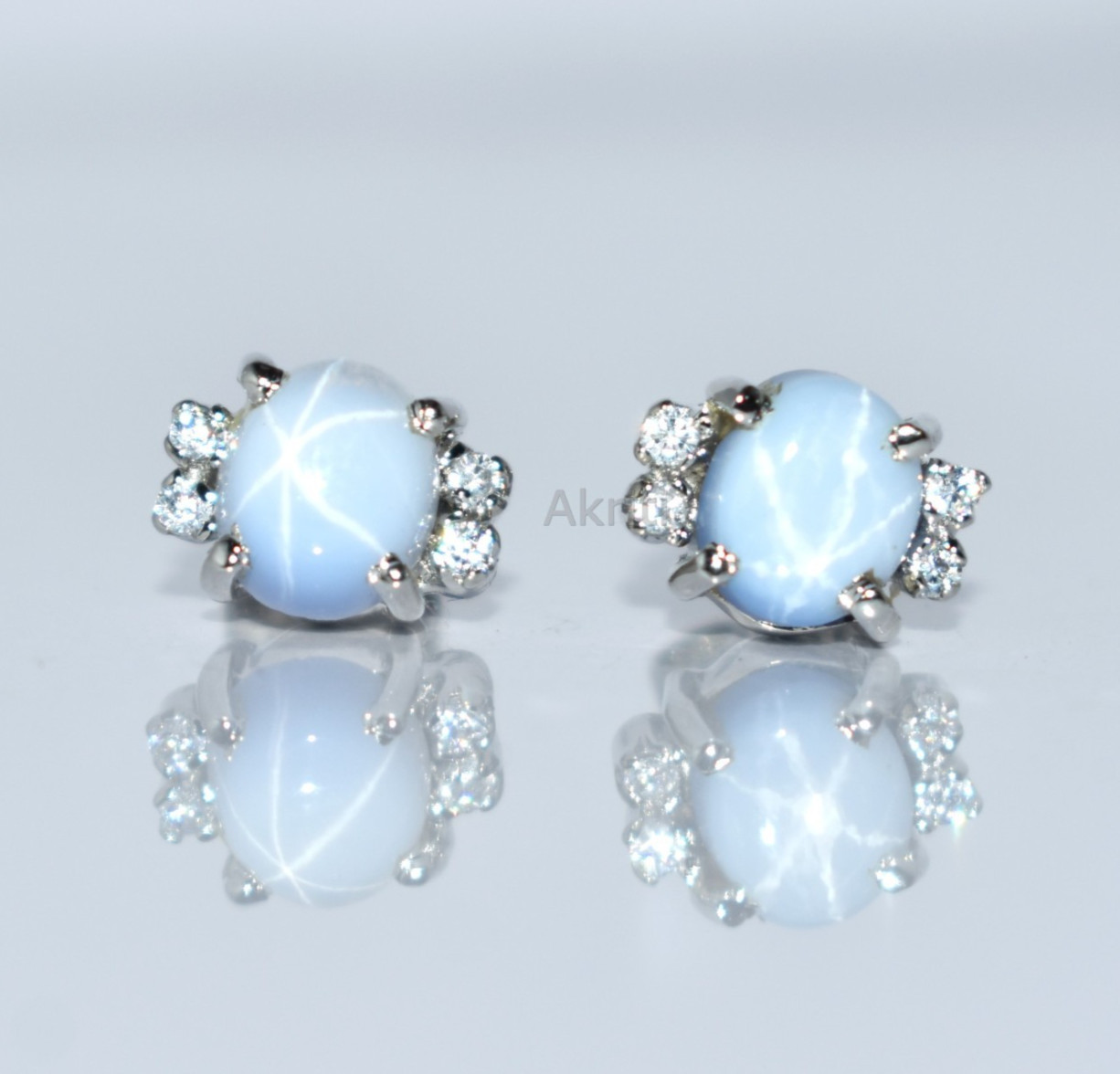 Positive Power Lab Lindy Star Sapphire & CZ Diamond 925 Sterling Silver Stud
