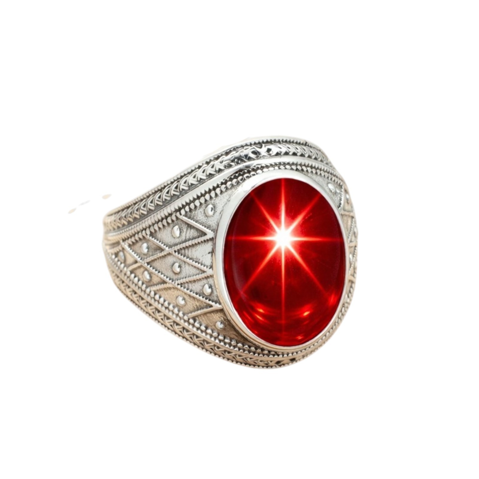 Star Ruby Sapphire Women Ring 925 Sterling Silver Lab Created Handmade Men Ring