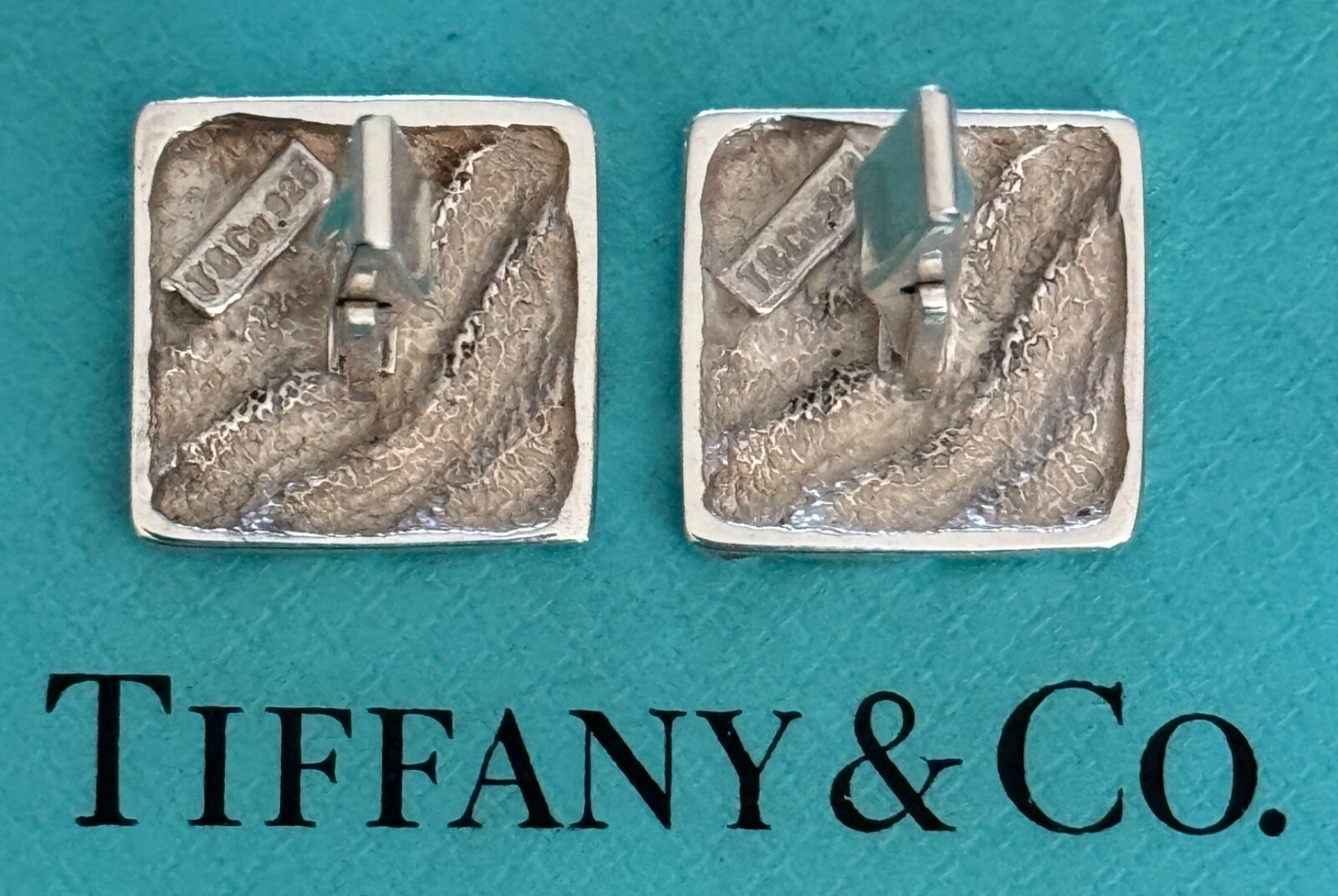 Tiffany & Co. Cufflinks Square Wave Sterling Silver 925 Vintage