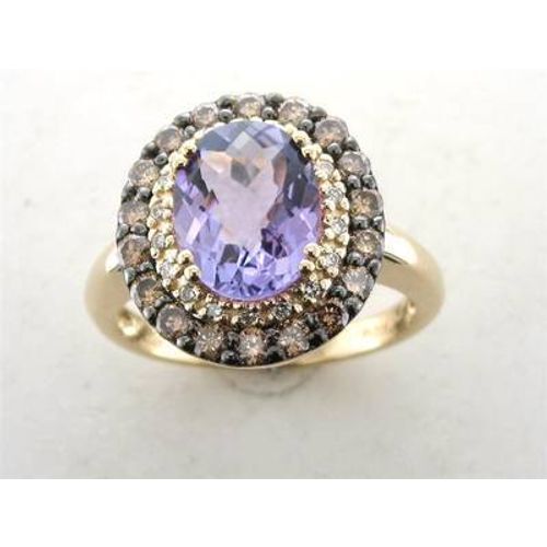 LeVian 14K Yellow Gold Amethyst SI2 Chocolate Diamond 2.88 cts Ring Size 6.5