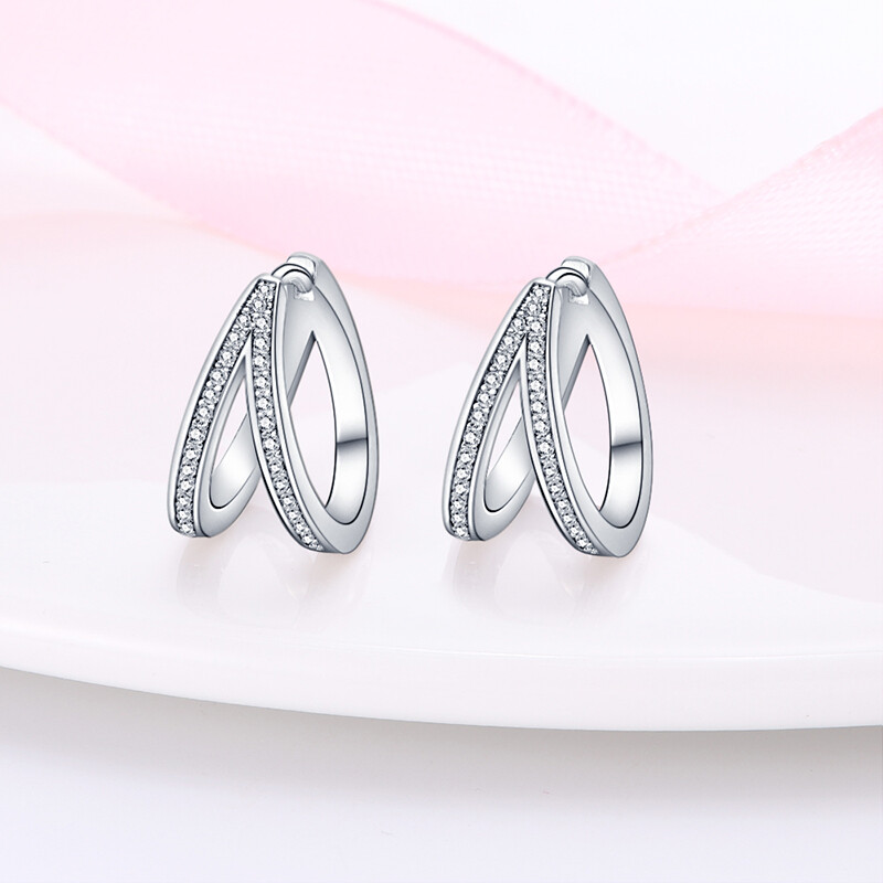 KUNSIR Double Hoop Earrings Silver Huggie Hoop Earrings For Women Loop Earrings