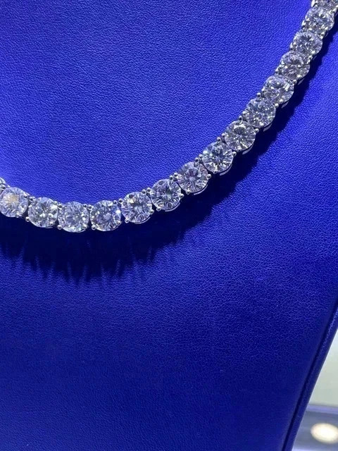 20Ct Round-Cut Lab Created Solitaire Women Tennis Necklace 14K White Gold FN 4mm