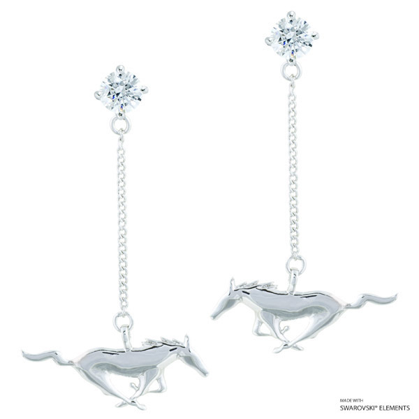 Ford Pony Earrings Made with SWAROVSKI ELEMENTS in Brass Rhodium Plated.
