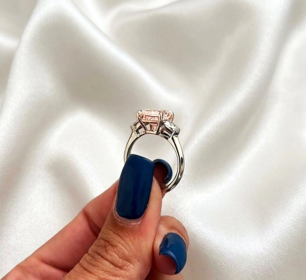 4.80 Ct Princess Cut Fancy Vivid Pink 18k White Gold IGI Lab Grown Diamond Ring