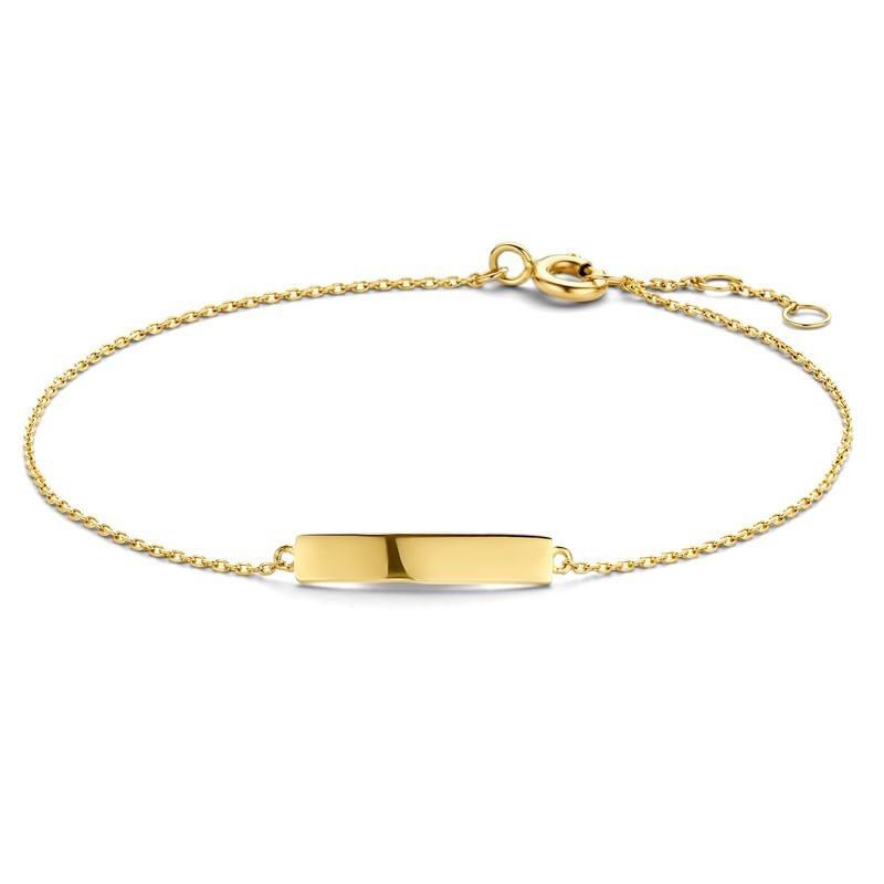 Bracelet Engraving Plate 585 Gold High Gloss 17×3.7mm Adjustable 16-18cm