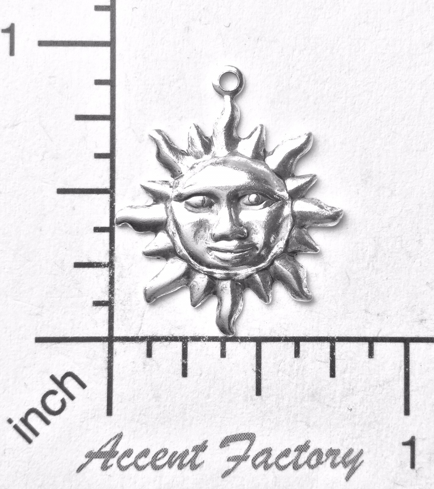 37604- 4 Pc Small Sun Charm Jewelry Finding Matte Silver Ox