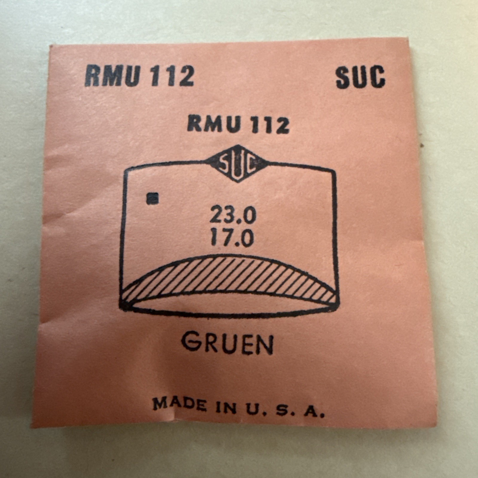 SUC RMU112 Watch Crystal For Gruen – 23.0 x 17.0 mm – Replacement / Repair Part