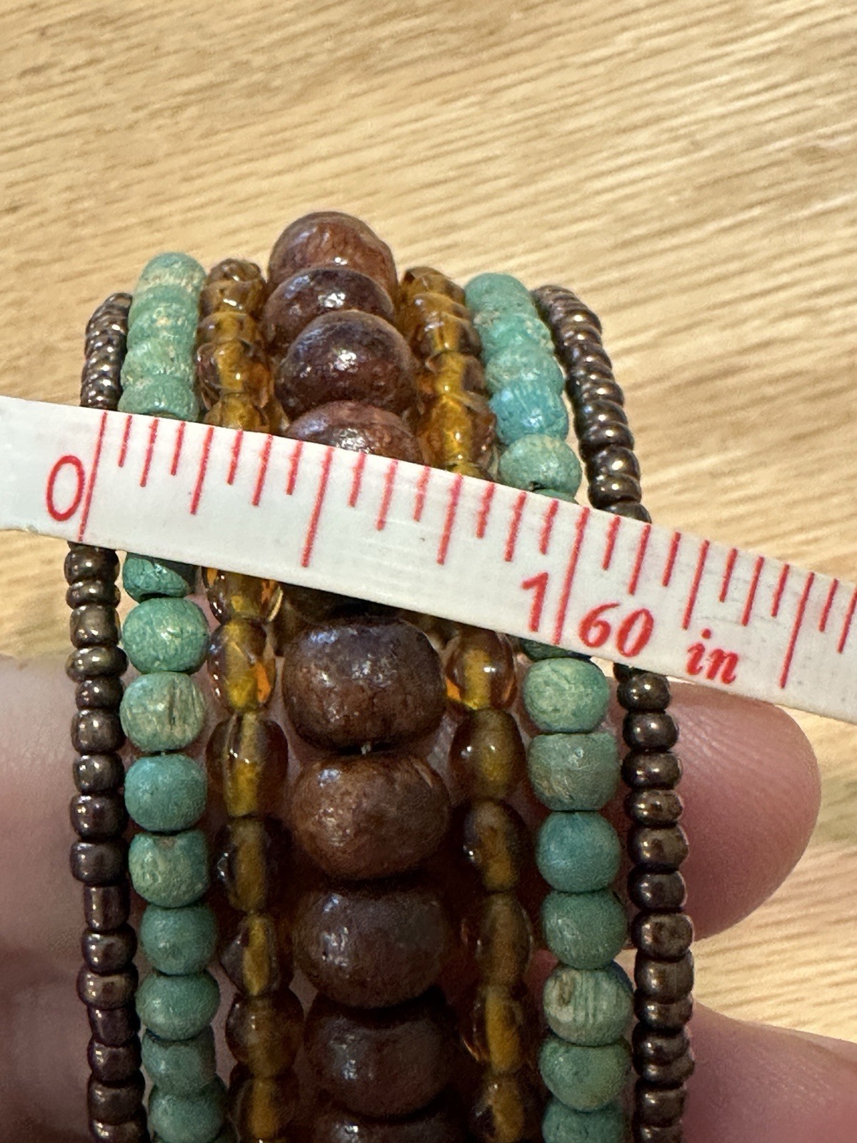 Boho Beaded Wrap Memory Wire Bracelet Multi Color Stacked Earthy Brown