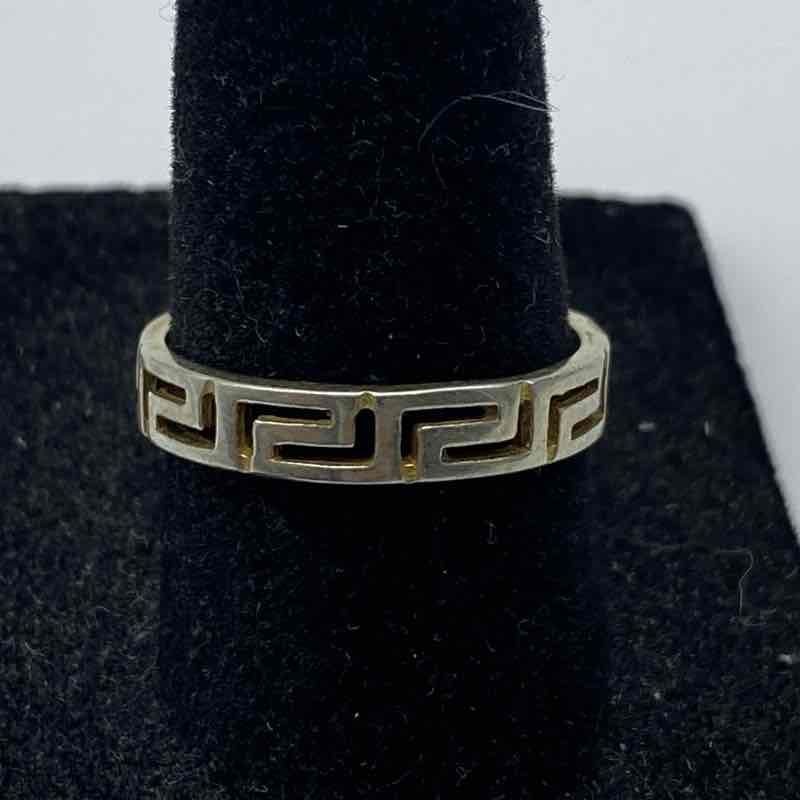 Sterling Silver 925 CZ Jewelry Set Bead Bracelet Greek Key Ring Size 7.5