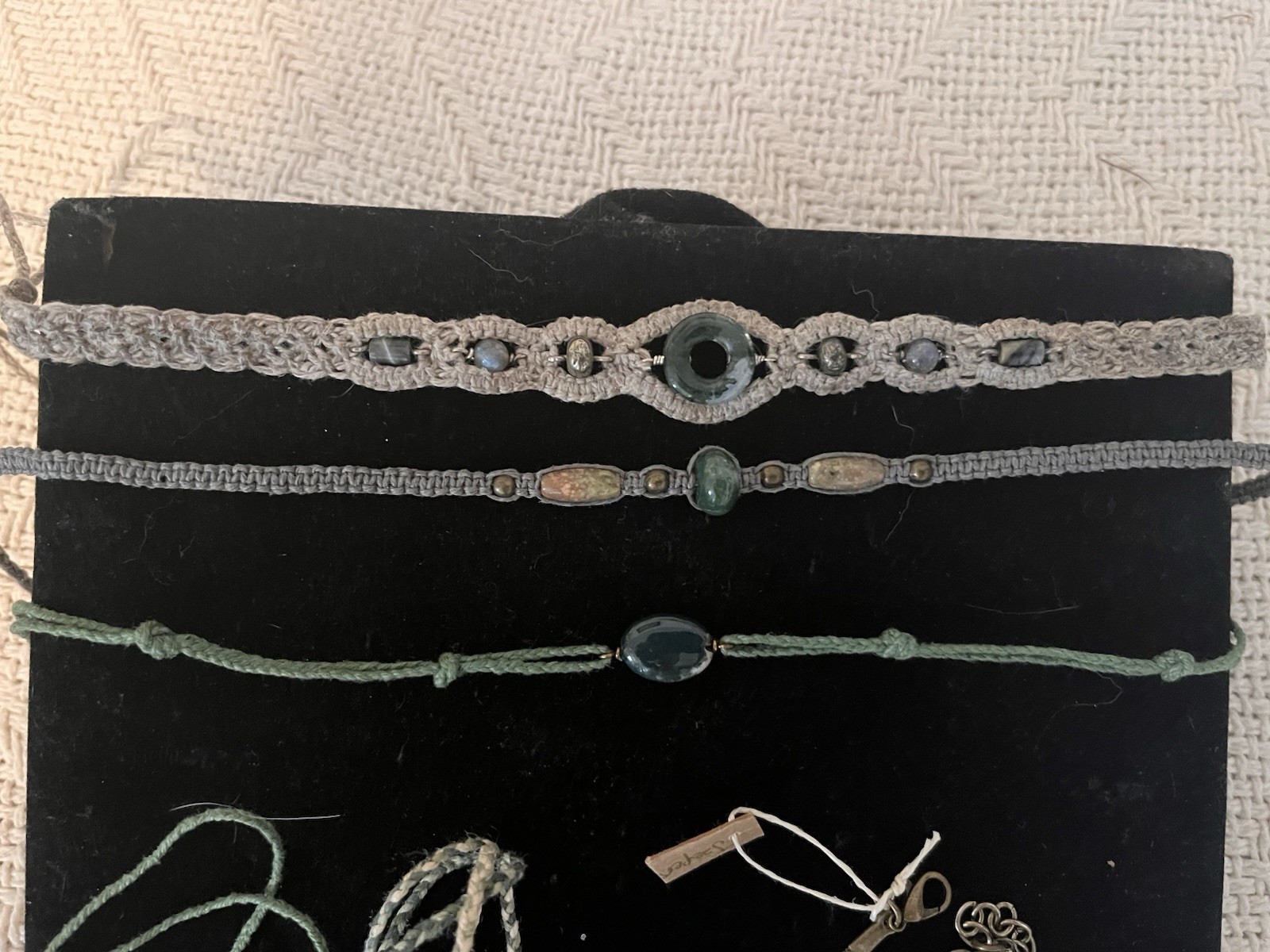 Hemp Jewelry Lot Of 18 Pieces W/semi-precious Stones All New