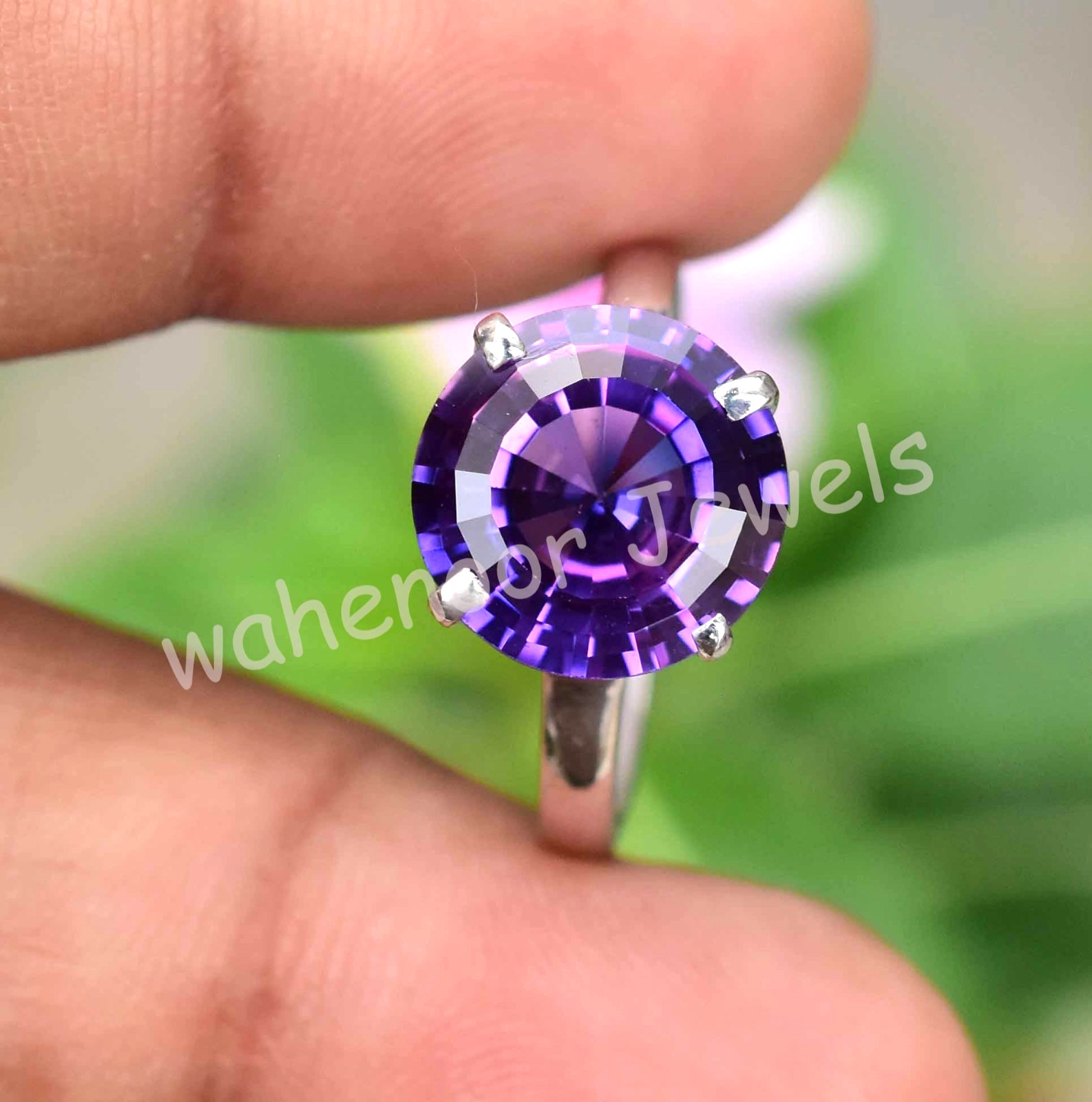 Natural Boysenberry Sapphire Round 925 Sterling Silver Ring Certified For Women