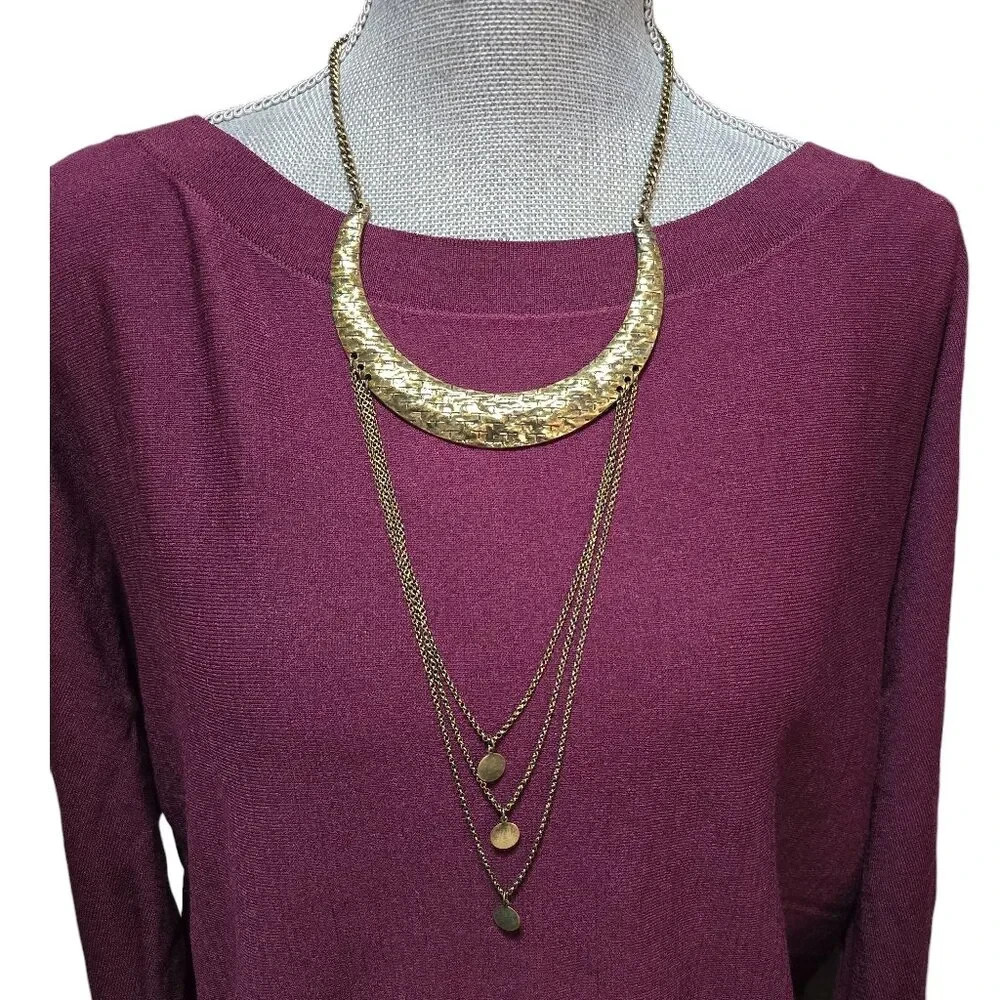 Stephan & Co Brass Plated Statement Choker Layered Necklace NWT