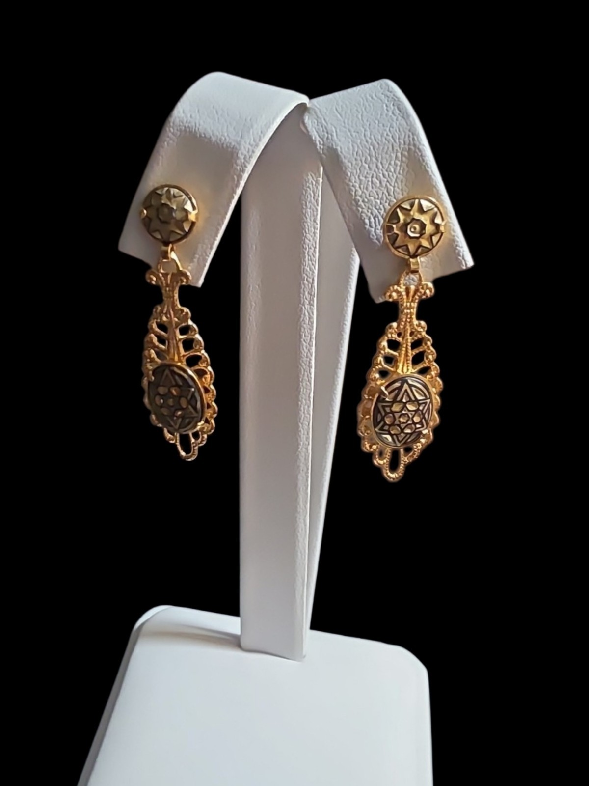 Vintage Damascene Pierced Earrings Lot Of 2