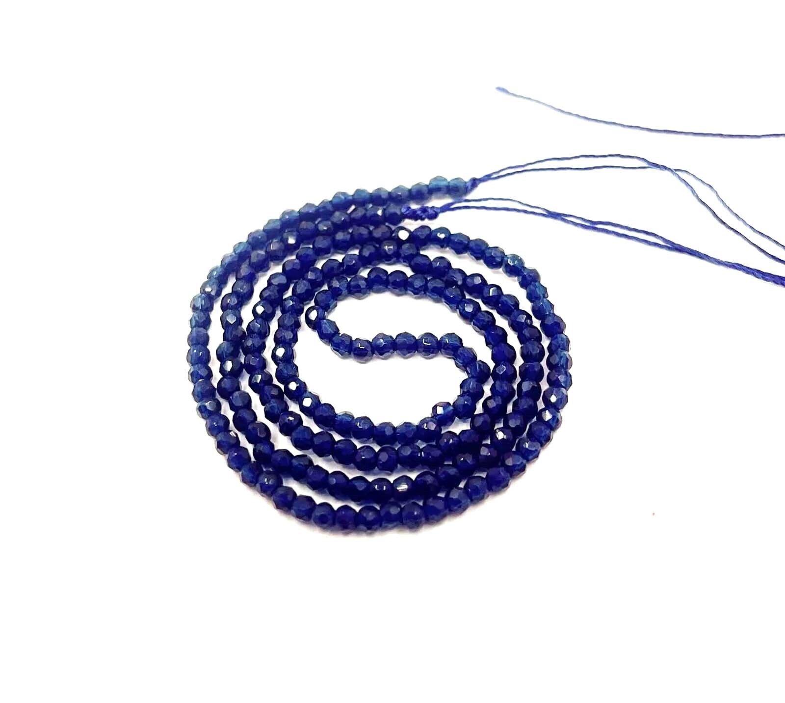2mm Tiny Firepolish Glass Faceted Opaque Cobalt Blue Round Beads full strand