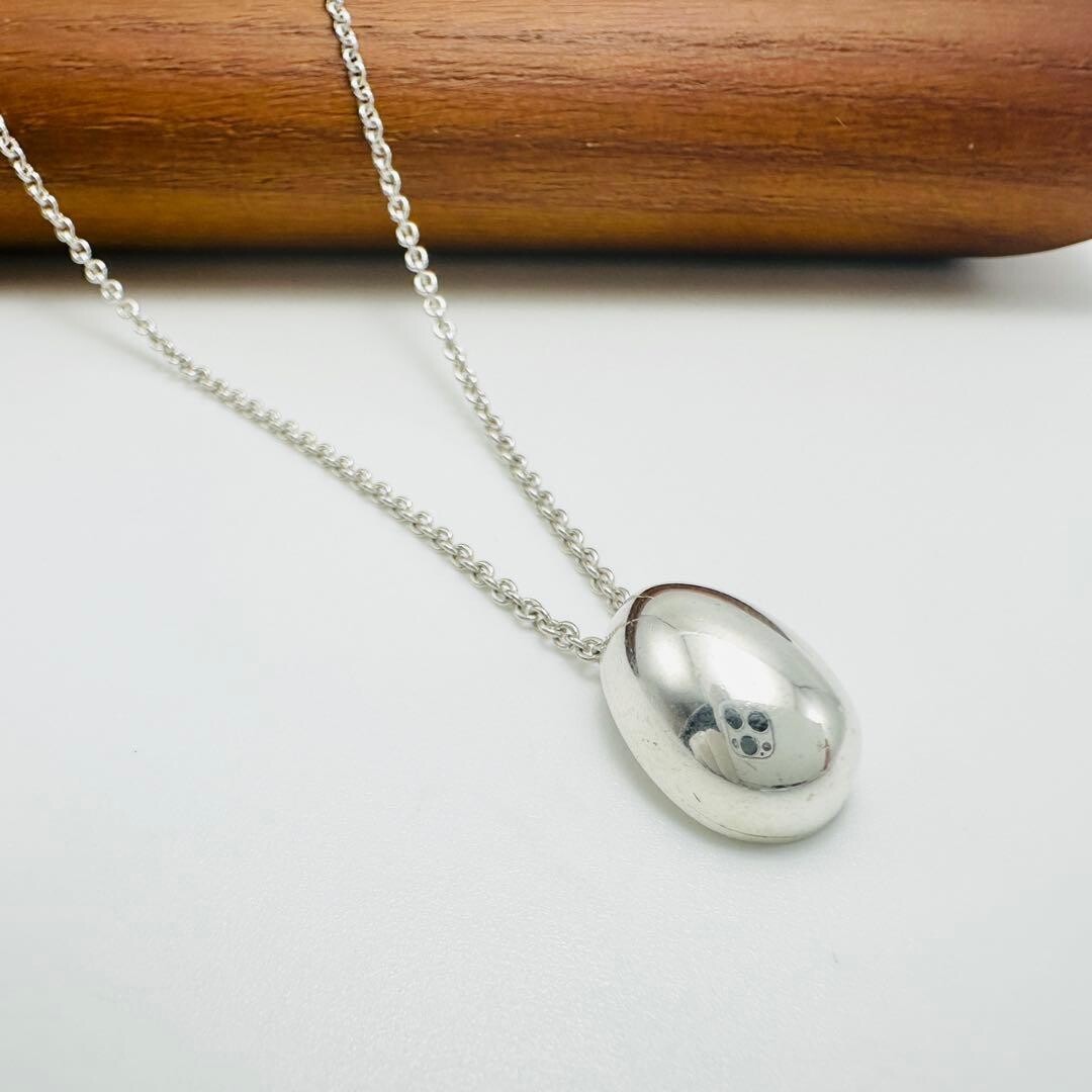 Georg Jensen Silver 925 Oval Dome Pendant Necklace 46cm Authentic From Japan