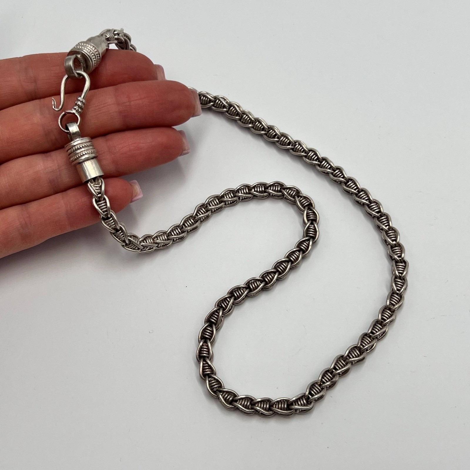 Vintage 925 Sterling Silver Chain Necklace 56.9g 50cm Hook Clasp Unisex Signed