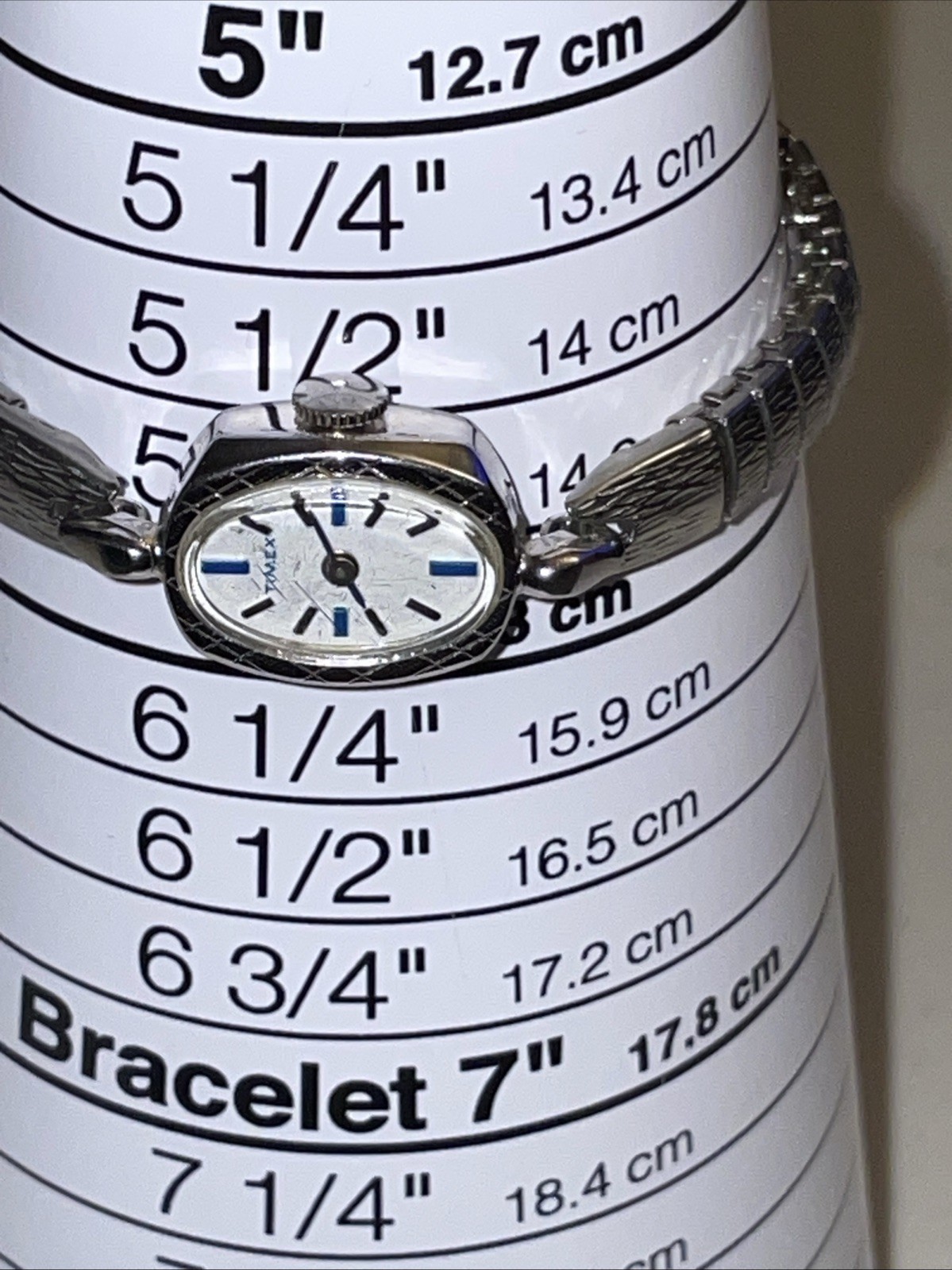 Vintage Timex 17 Jewel Manual wind Women’s Watch Blue/Silver Indices Works W-146