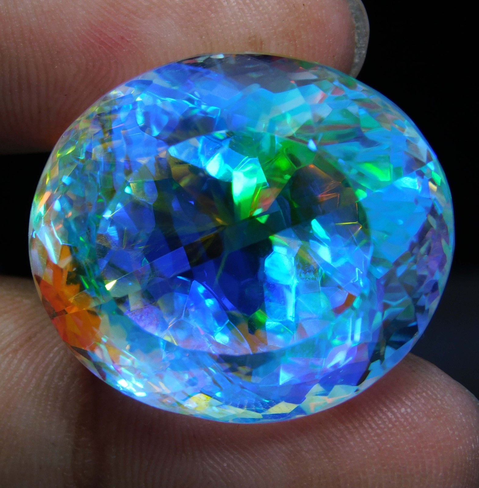 Certified 66.00 Ct Natural Brazilian Mystic Topaz – Oval Cut Loose Gemstone