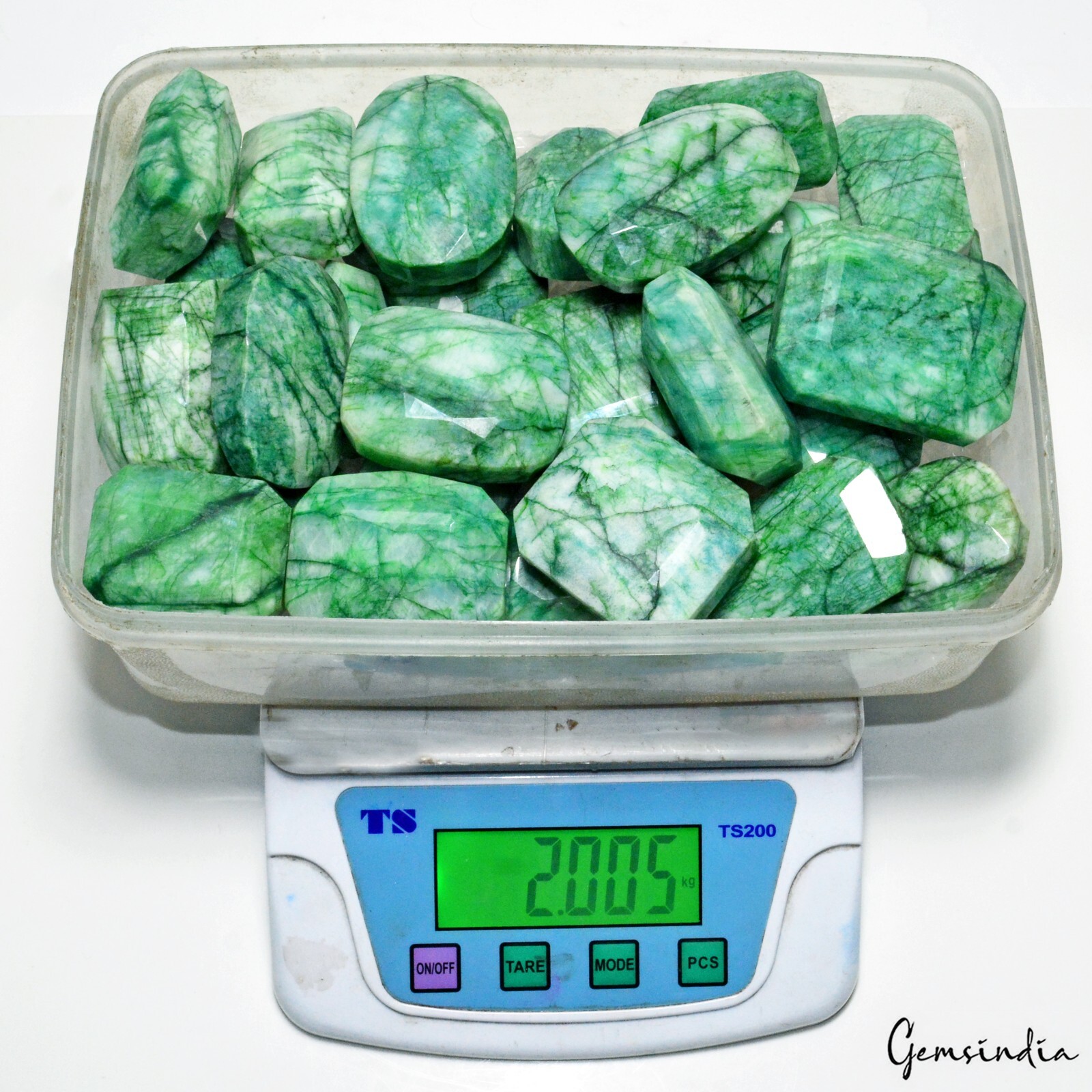 2 Kilo /27 Pcs Natural Brazilian Green Emerald Mix Cut Loose Gems Wholesale Lot